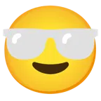 faccina con sorriso e occhiali da sole + cuore bianco