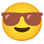 faccina con sorriso e occhiali da sole + cuore marrone