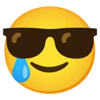 faccina con sorriso e occhiali da sole + faccina sorridente con lacrima