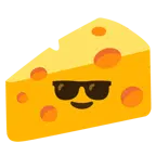 faccina con sorriso e occhiali da sole + fetta di formaggio
