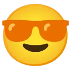faccina con sorriso e occhiali da sole + cuore arancione