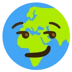 smirking face + globe showing Europe-Africa