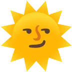 smirking face + sun with face