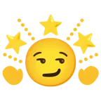 smirking face + glowing star