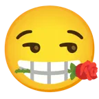 smirking face + rose