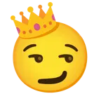 smirking face + crown
