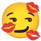 smirking face + kiss mark