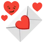 smirking face + love letter