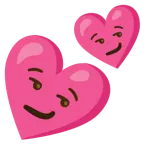 smirking face + two hearts