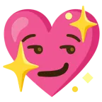 smirking face + sparkling heart