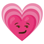 smirking face + growing heart