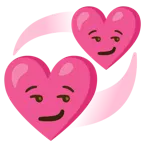 smirking face + revolving hearts