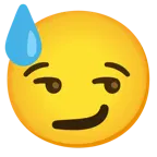 smirking face + downcast face with sweat