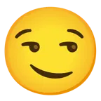 smirking face + confused face