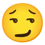 smirking face + worried face