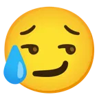 smirking face + sad but relieved face