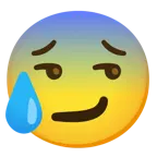 smirking face + anxious face with sweat