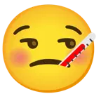 smirking face + face with thermometer