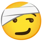smirking face + face with head-bandage