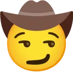 smirking face + cowboy hat face