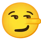smirking face + lying face