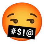 smirking face + face with symbols on mouth