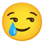 smirking face + smiling face with tear