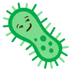 smirking face + microbe