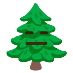 faccina inespressiva + albero sempreverde
