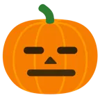 faccina inespressiva + zucca di Halloween