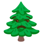 faccina contrariata + albero sempreverde