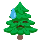 faccina abbattuta sudata + albero sempreverde