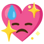 faccina abbattuta sudata + cuore che luccica