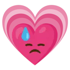faccina abbattuta sudata + cuore che cresce