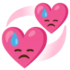 faccina abbattuta sudata + cuori che girano