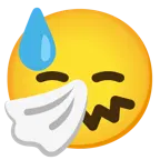 faccina abbattuta sudata + faccina che starnutisce