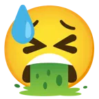 faccina abbattuta sudata + faccina che vomita