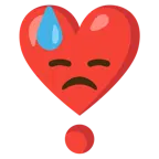 faccina abbattuta sudata + punto esclamativo a cuore