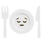 faccina pensierosa + piatto e posate