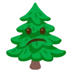 faccina confusa + albero sempreverde