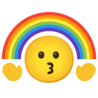 kissing face + rainbow