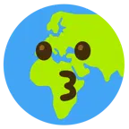kissing face + globe showing Europe-Africa