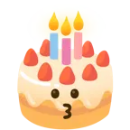 kissing face + birthday cake
