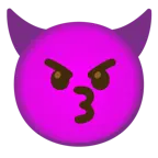 kissing face + angry face with horns