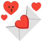 kissing face + love letter