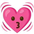 kissing face + beating heart
