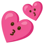 kissing face + two hearts