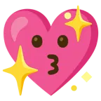 kissing face + sparkling heart