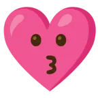kissing face + heart with ribbon