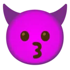 kissing face + smiling face with horns